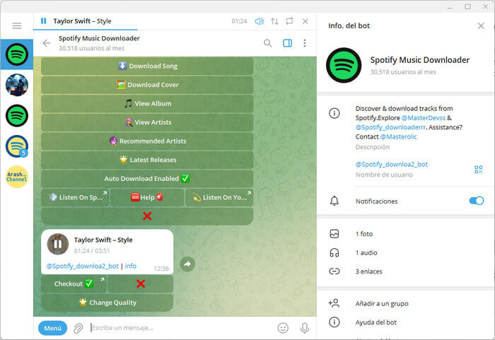 telegram @Spotify_downloa2_bot – Descargador de Música de Spotify por Telegram