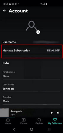gestionar la suscripción de tidal